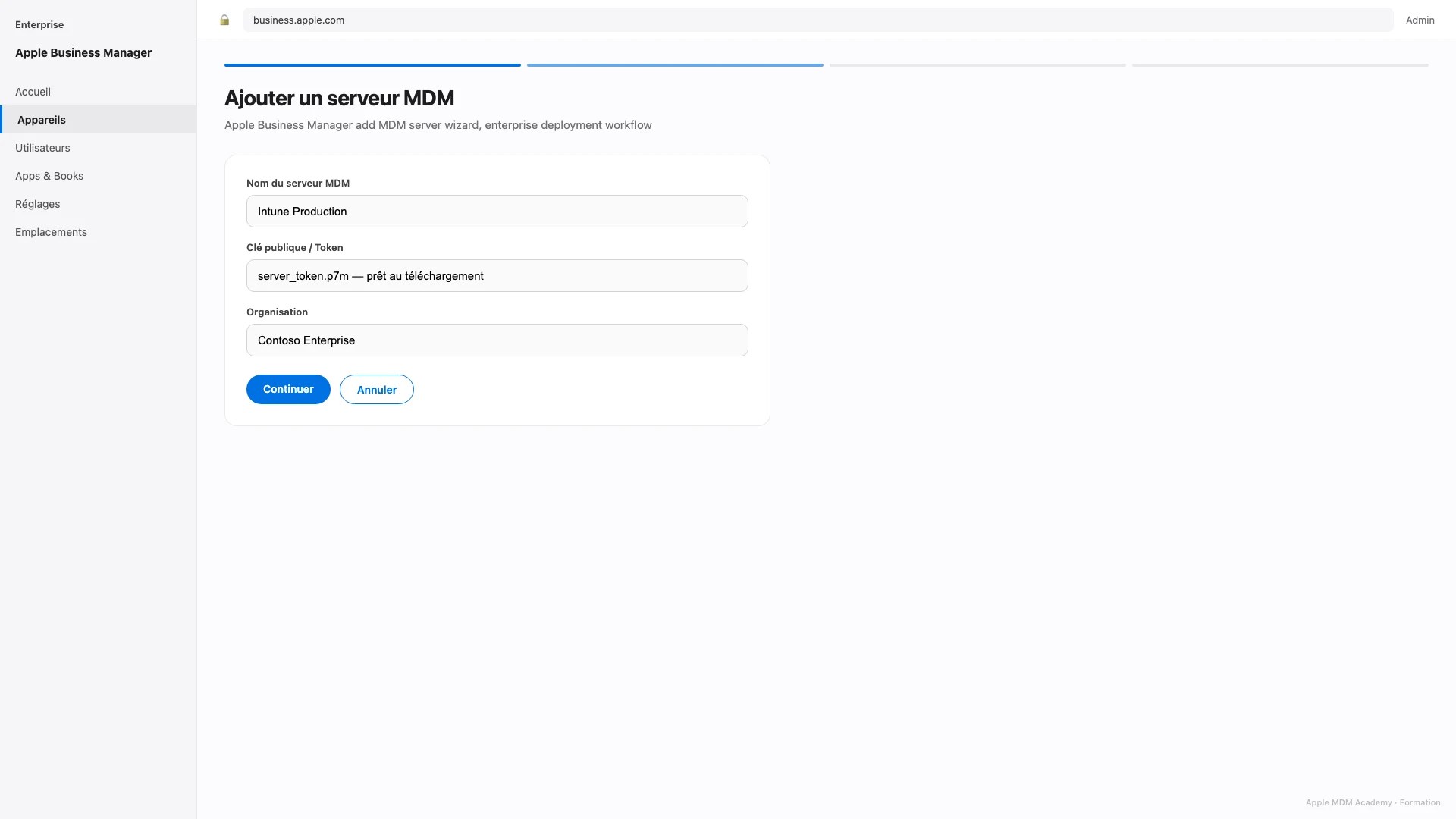 Ajouter un serveur MDM