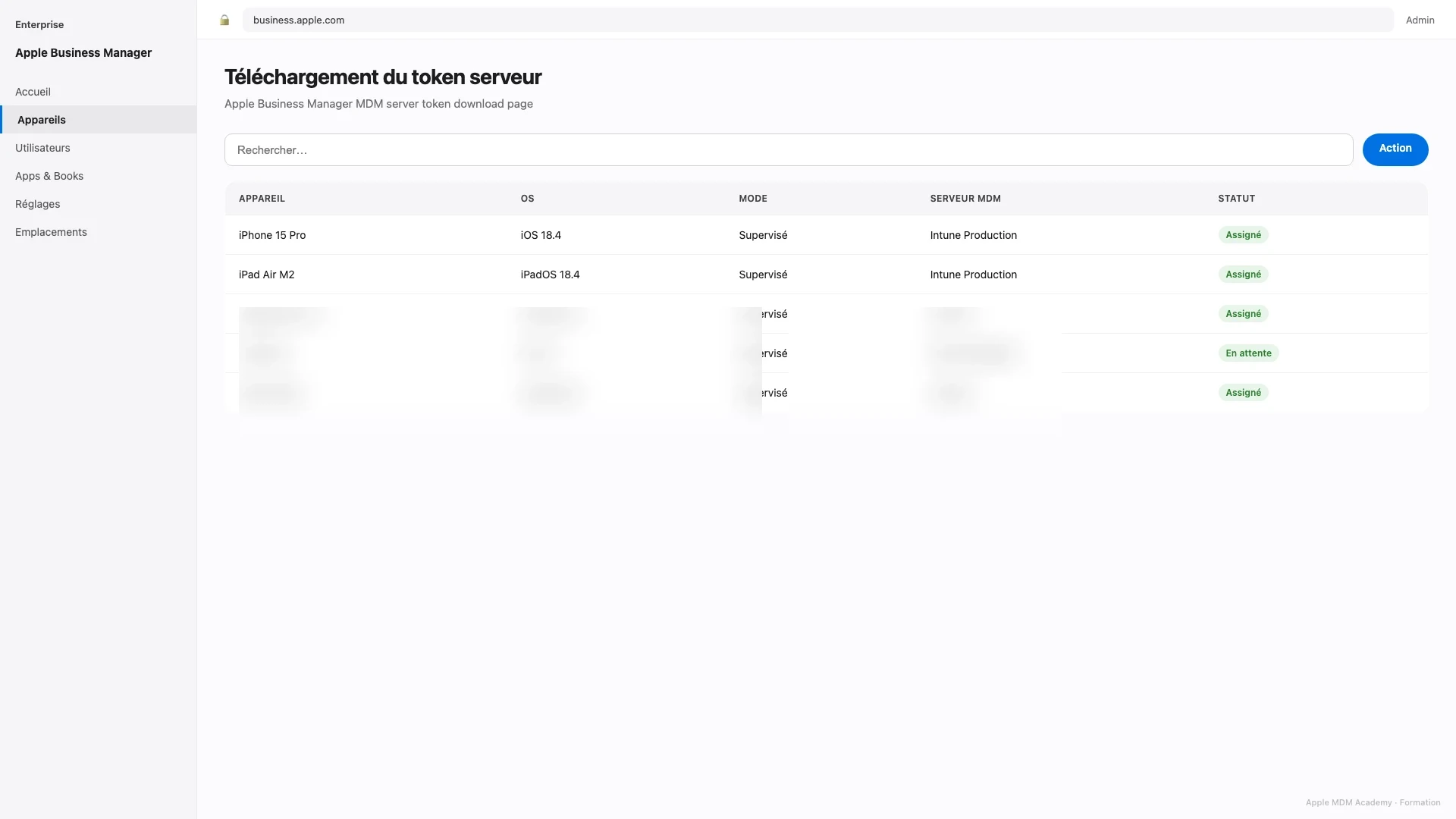 Téléchargement du token serveur