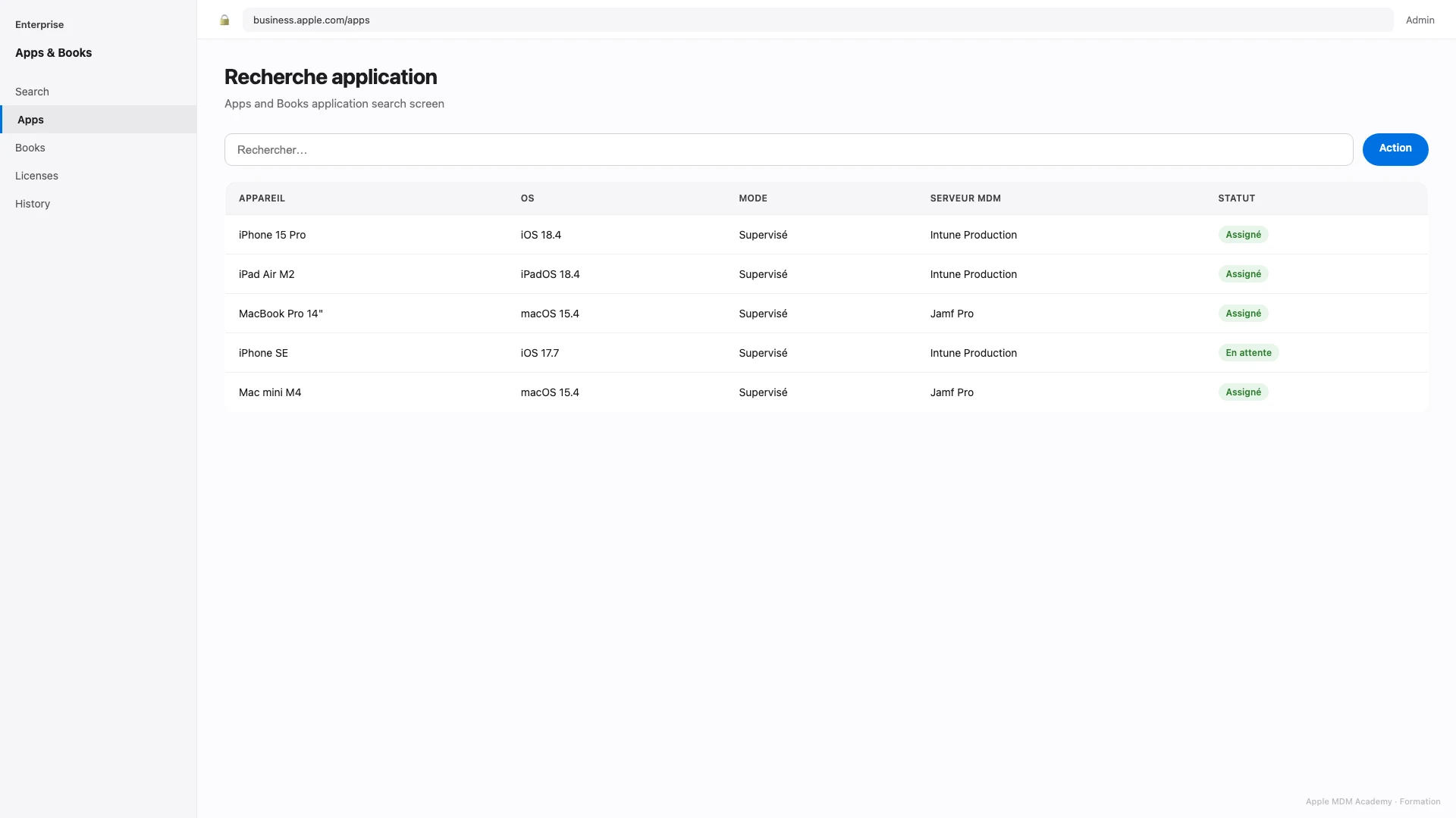 Recherche application